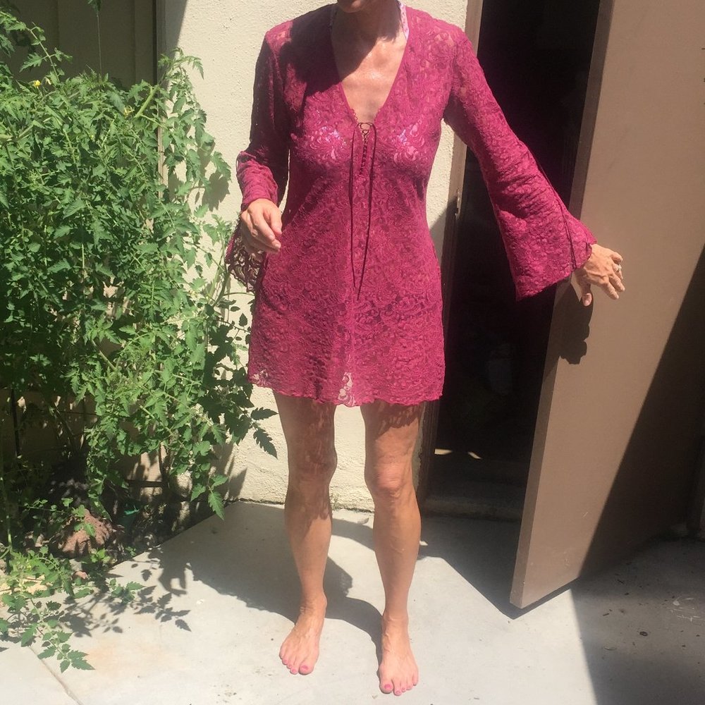 Semi Sheer burgundy dress/cover up